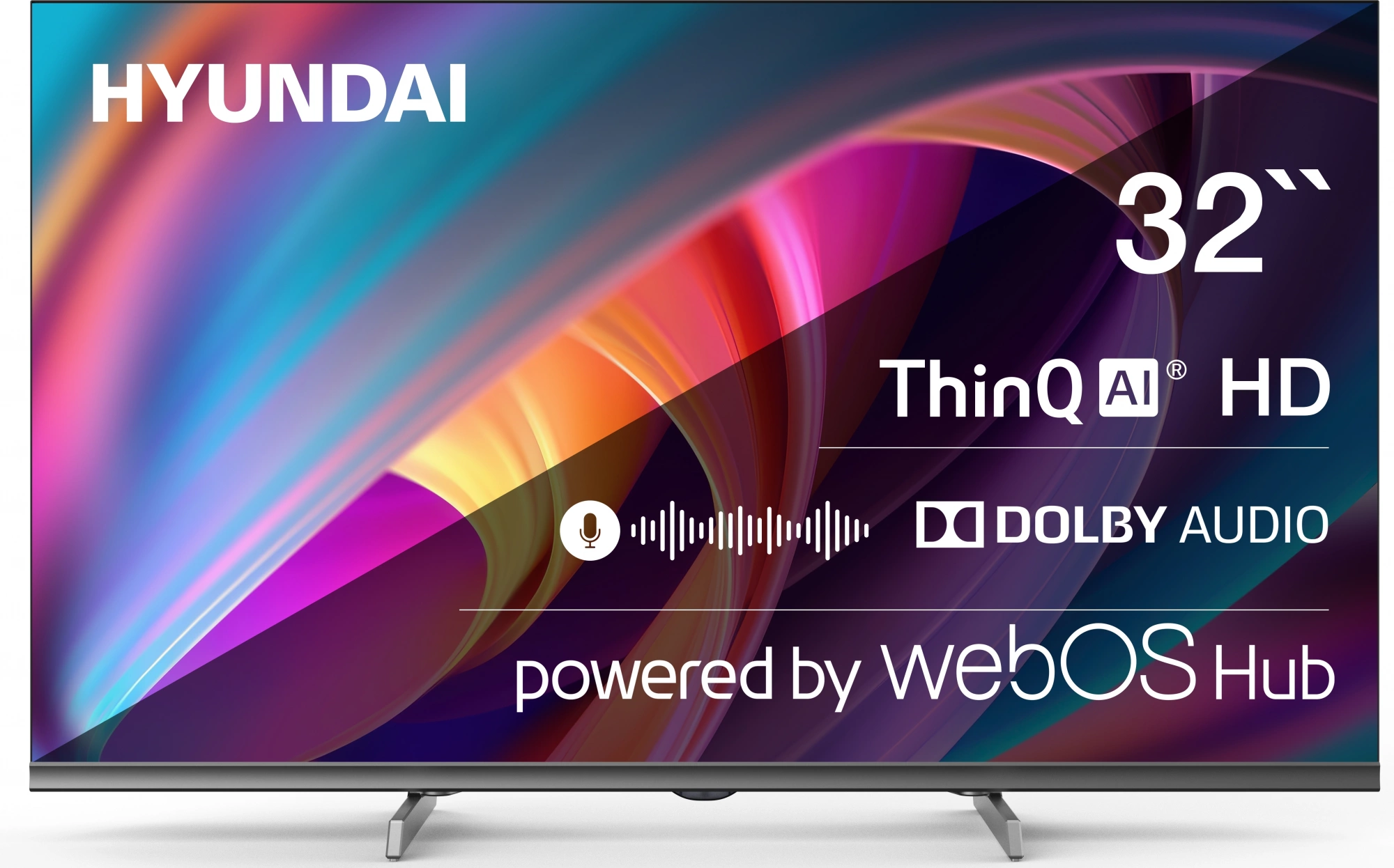 Телевизор LED Hyundai 32" H-LED32BS5100 WebOS Frameless Metal черный/серый HD 60Hz DVB-T DVB-T2 DVB-C DVB-S DVB-S2 USB WiFi Smart TV