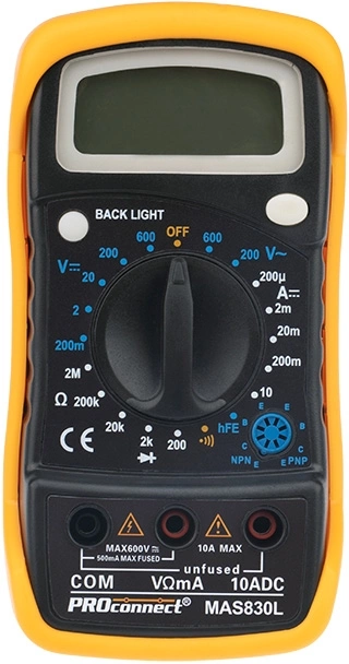 Мультиметр PROconnect MAS830L DT850L цифровой черный/желтый (13-3021)
