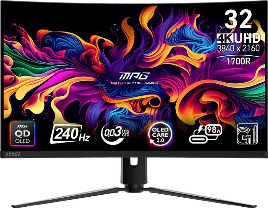 Монитор MSI 31.5" MPG 321CURX QD-OLED черный QD OLED LED 16:9 HDMI матовая HAS Piv 250cd 178гр/178гр 3840x2160 240Hz DP 4K 8.4кг