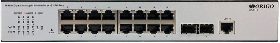 Коммутатор Origo OS3118 OS3118/A1A (L2) 16x1Гбит/с 2SFP управляемый