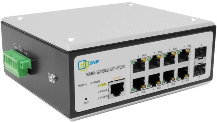 Коммутатор SNR SNR-S215Gi-8T-POE (L2) 8x1Гбит/с 2SFP 8PoE+ 180W управляемый