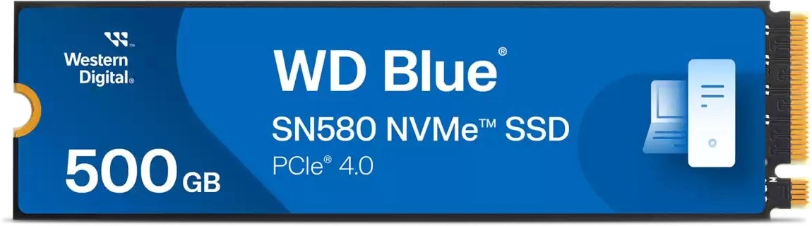 Твердотельный SSD накопитель Western Digital Blue SN580 SSD M2.2280 PCIe 4.0 500Gb, 4000MBs/3600MBs, TBW 300