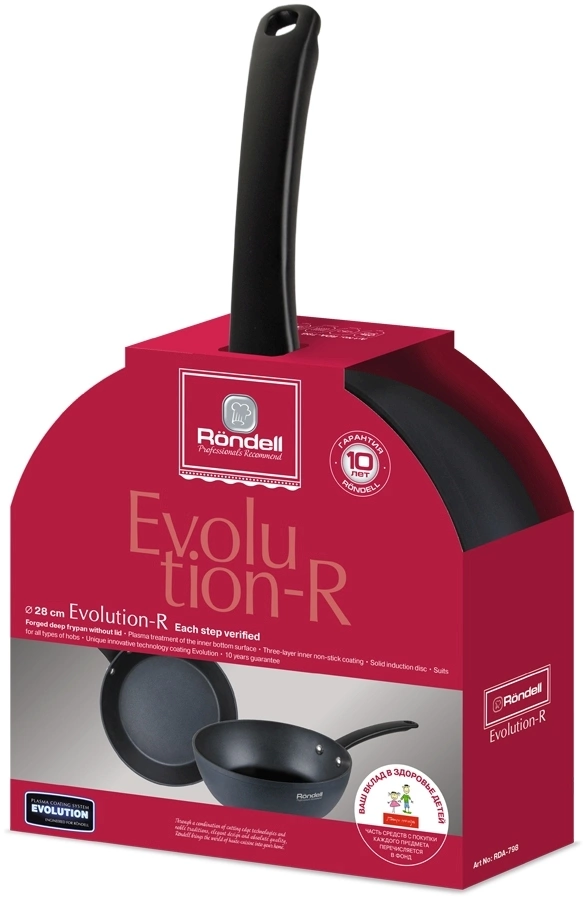Сковорода Rondell Evolution-R RDA-798 круглая 28см покрытие: Evolution ручка несъемная (без крышки) графитовый