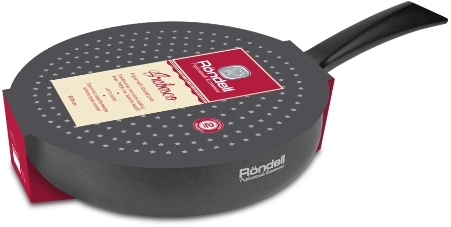 Сковорода Rondell Arabesco RDA-874 круглая 28см покрытие: Xylan Plus ручка несъемная (с крышкой) серый