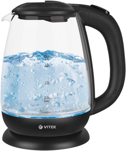 Чайник электрический Vitek VT-1173 1.7л. 2200Вт прозрачный/черный корпус: стекло