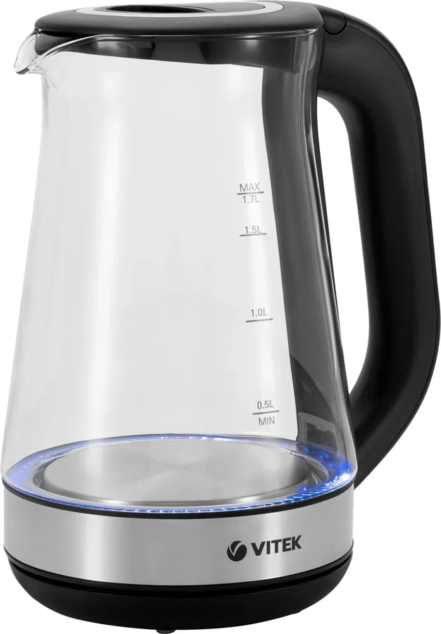 Чайник электрический Vitek VT-1181 1.7л. 2200Вт черный корпус: стекло