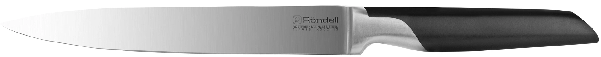 Нож кухонный Rondell Brando RD-1435 стальной разделочный лезв.200мм прямая заточка черный блистер