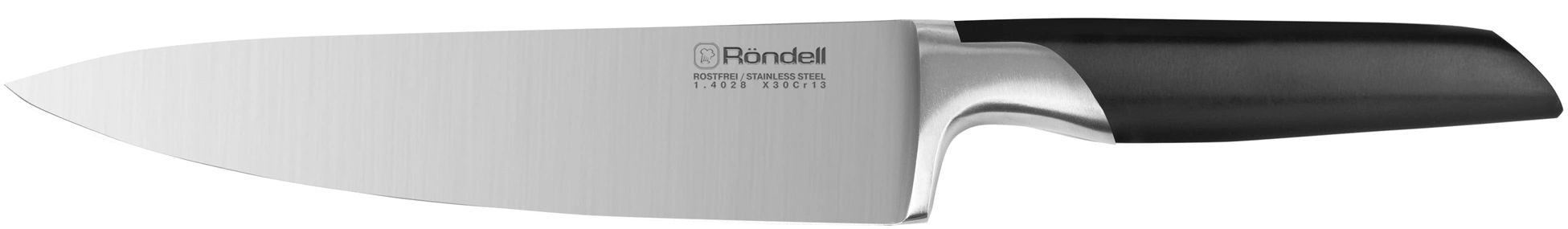Нож кухонный Rondell Brando RD-1436 стальной поварской лезв.200мм прямая заточка черный блистер