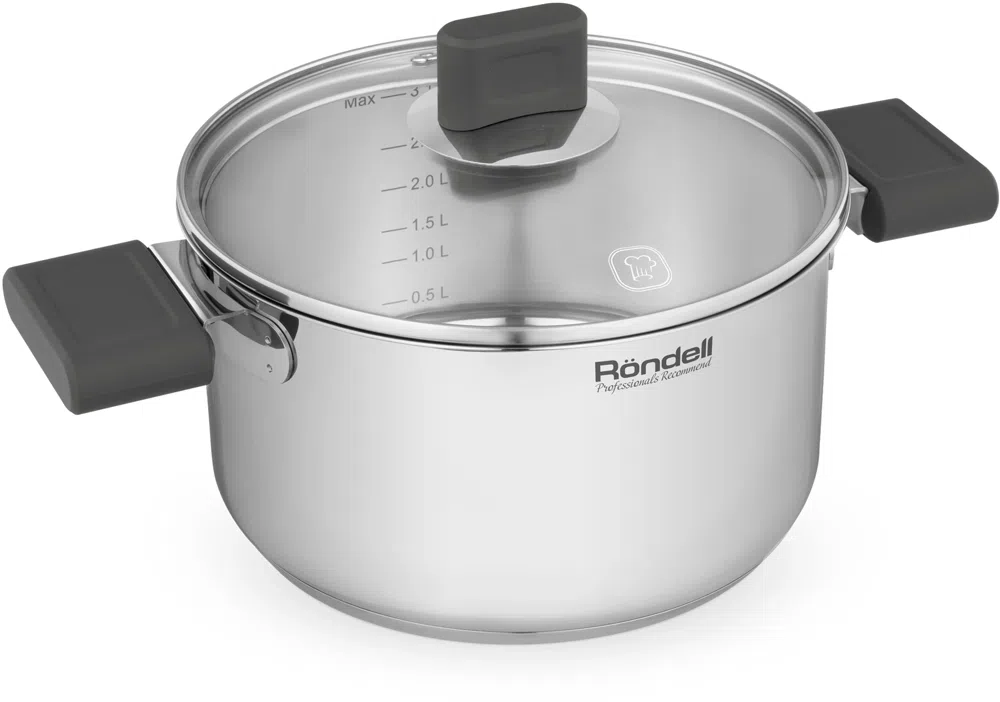 Кастрюля Rondell Quadro RDS-1596 3.1л. d=20см (с крышкой) стальной