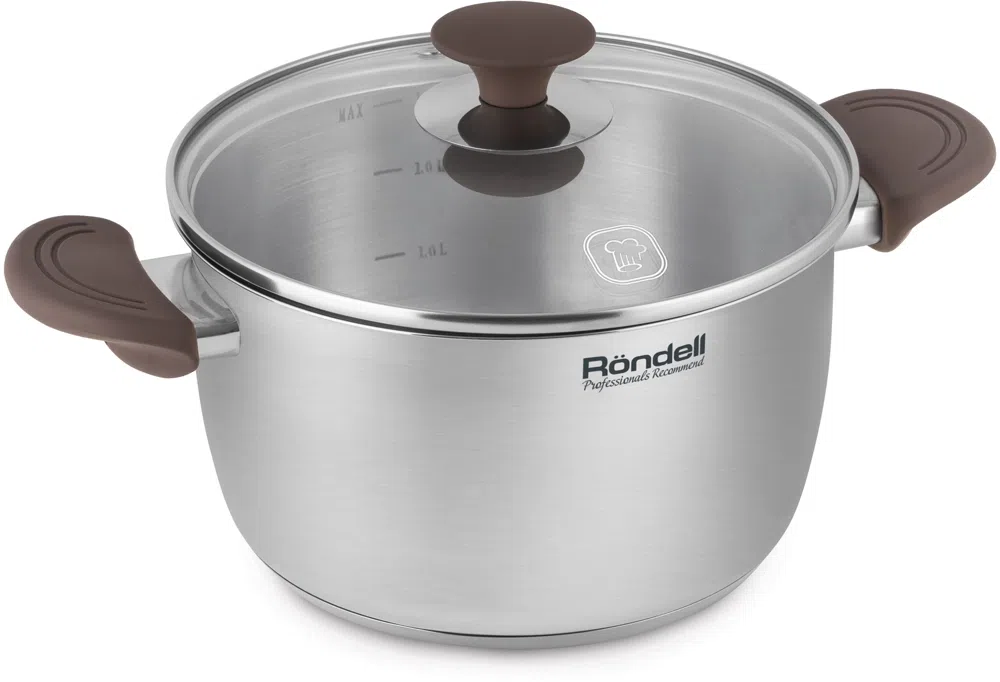Кастрюля Rondell Coffee Bean RDS-1644 3.2л. d=20см (с крышкой) стальной