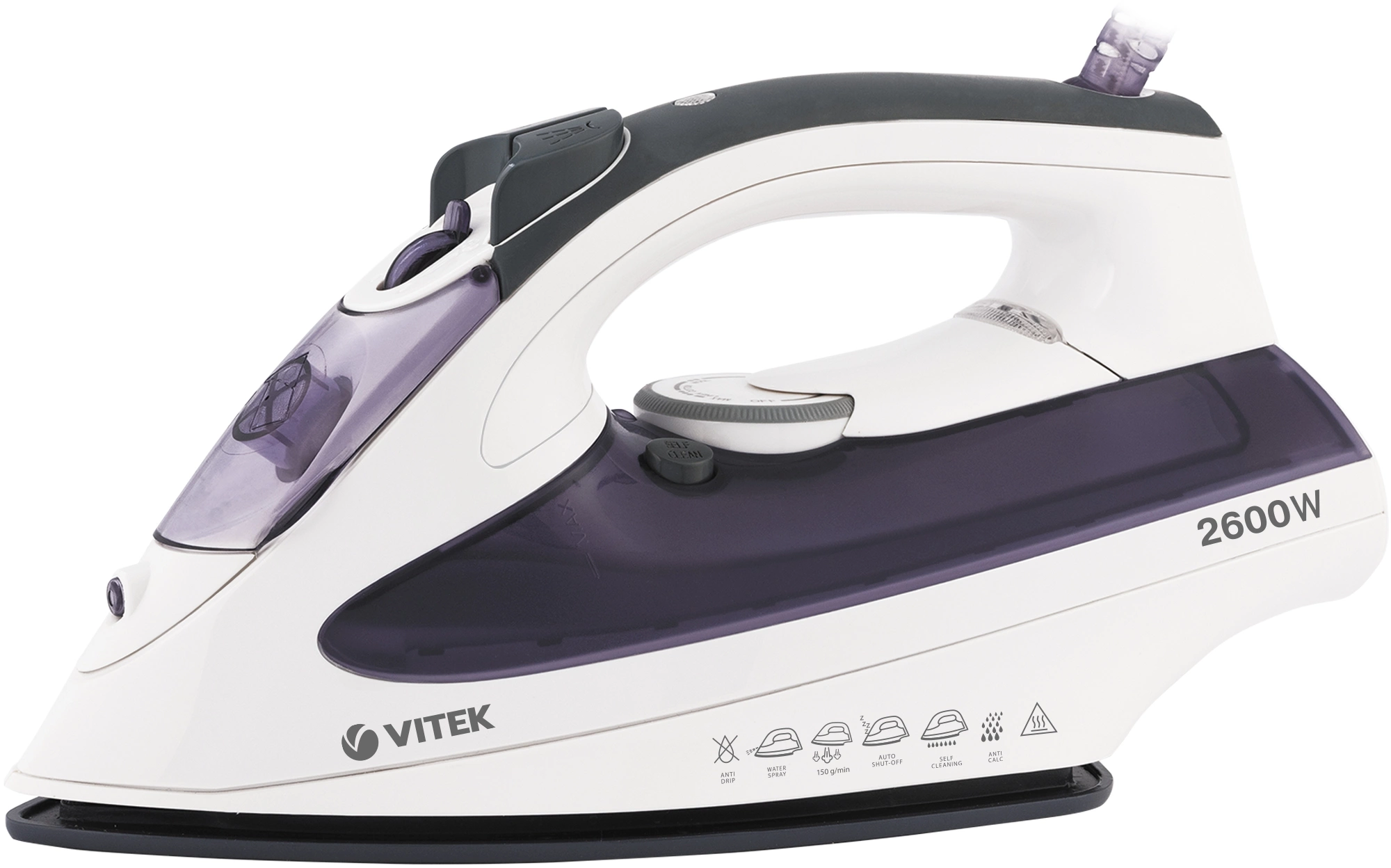 Утюг Vitek VT-8356 2600Вт белый/серый