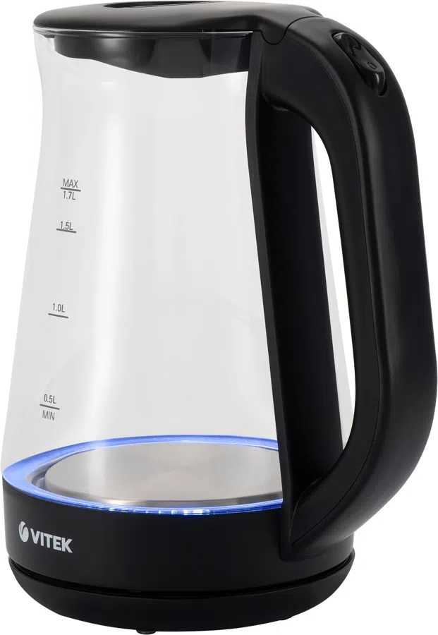Чайник электрический Vitek VT-8803 1.7л. 2200Вт черный корпус: стекло