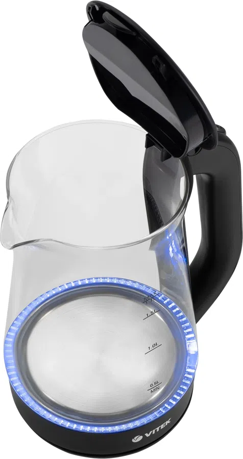 Чайник электрический Vitek VT-8803 1.7л. 2200Вт черный корпус: стекло