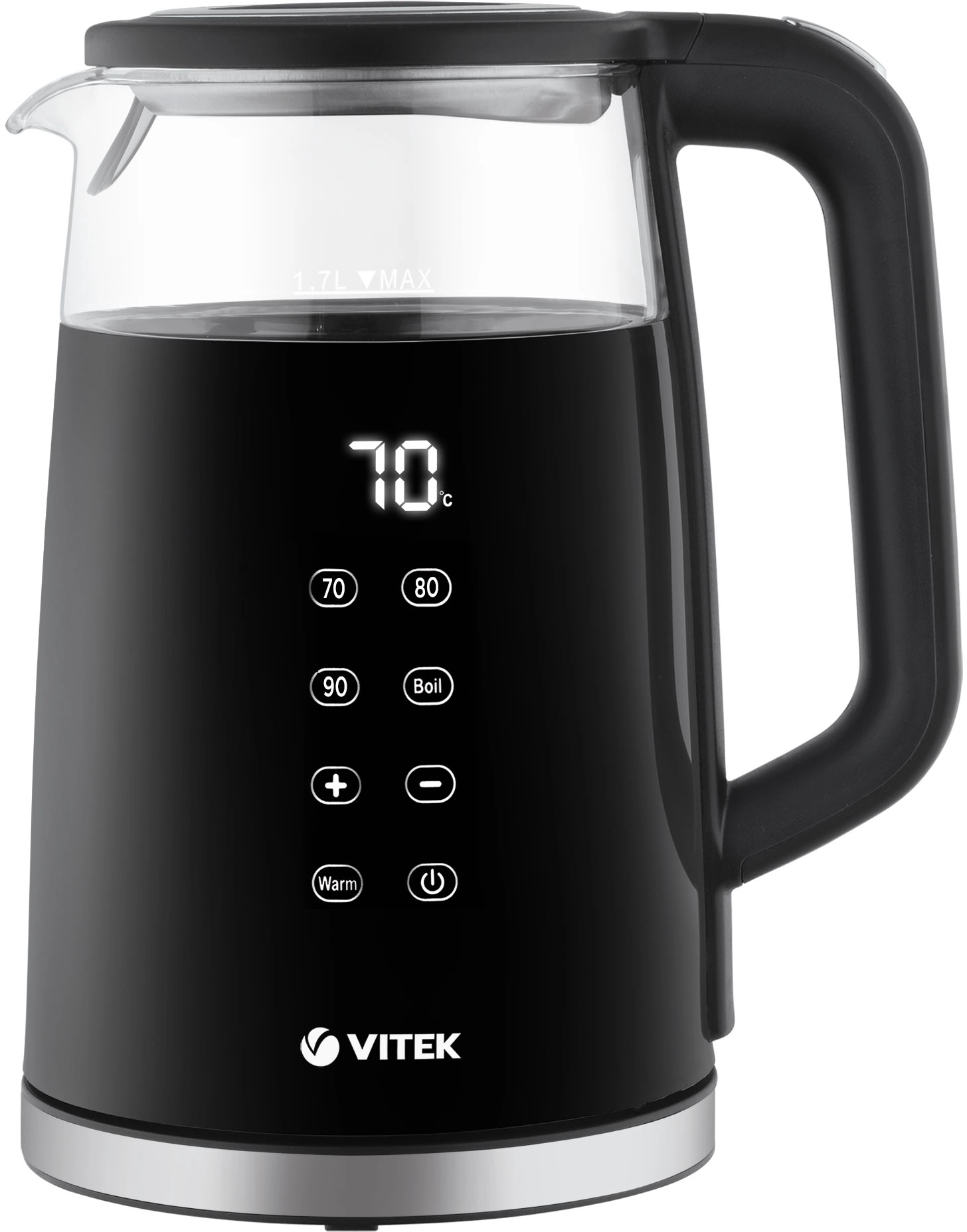 Чайник электрический Vitek VT-8827 1.7л. 2200Вт черный корпус: стекло/металл