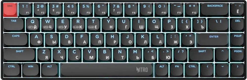 Клавиатура Acer Nitro OKR400 механическая черный USB беспроводная BT/Radio Multimedia for gamer LED (ZL.KBDEE.01A) кабель 1.5м