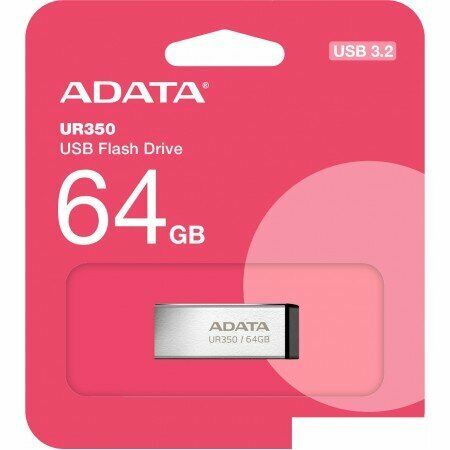 Флеш Диск A-Data 64GB UR350 UR350-64G-RSR/BK USB3.2 серебристый/черный