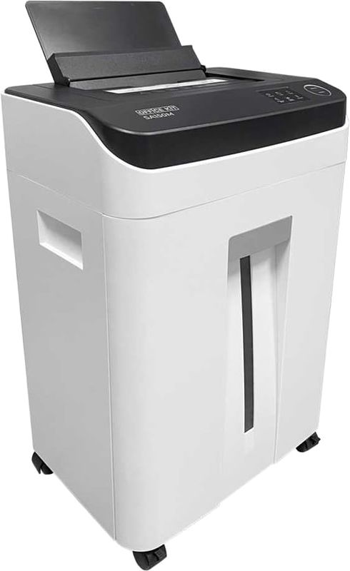 Шредер Office Kit SA150M (1,9х15) белый/черный с автоподачей (секр.P-5) фрагменты 8лист. 22лтр. скобы