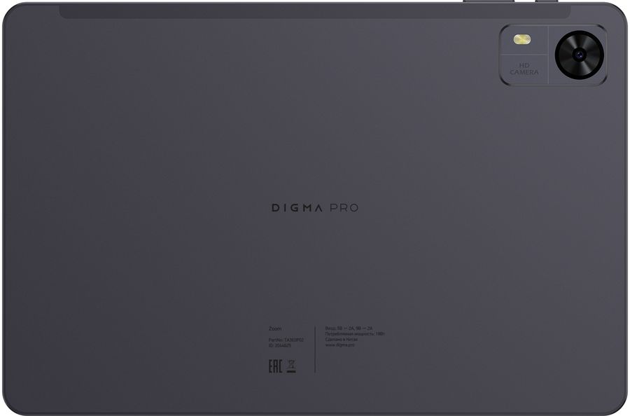 Планшет Digma Pro Zoom T606 (1.8) 8C RAM8Gb ROM256Gb 10.1" IPS 1920x1200 4G Android 14 темно-серый 13Mpix 5Mpix BT WiFi microSD 1Tb 7000mAh 24hr 298hrs