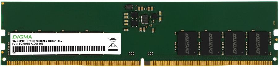 Память DDR5 16GB 7200MHz Digma DGMAD57200016S RTL PC5-57600 CL34 DIMM 288-pin 1.45В single rank Ret