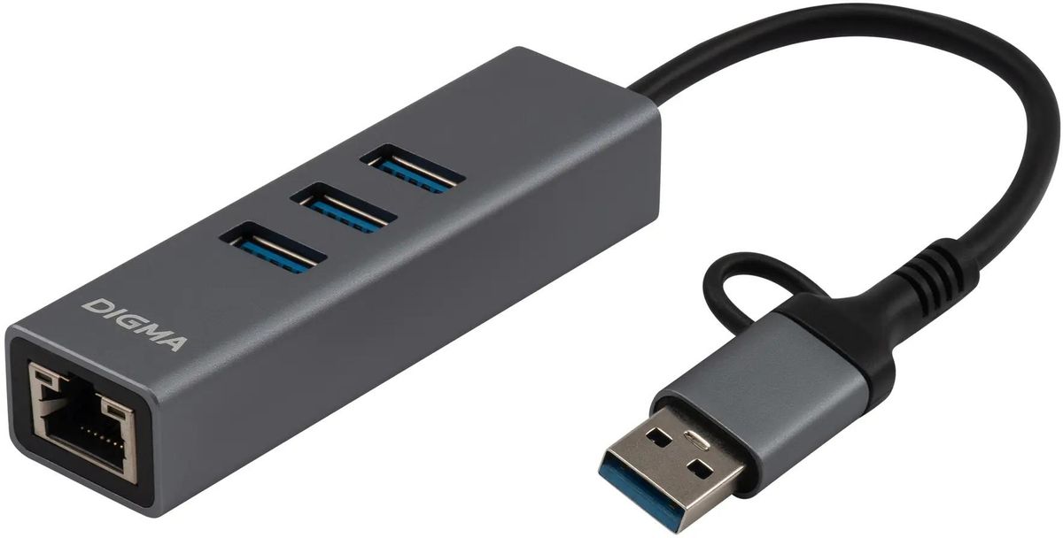 Сетевой адаптер Gigabit Ethernet Digma DLA-GEUCH3 USB 3.0