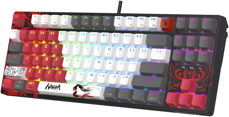 Клавиатура A4Tech WS87 механическая серый/красный USB беспроводная BT/Radio for gamer LED