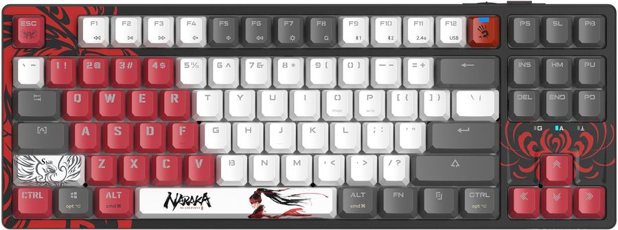 Клавиатура A4Tech WS87 механическая серый/красный USB беспроводная BT/Radio for gamer LED