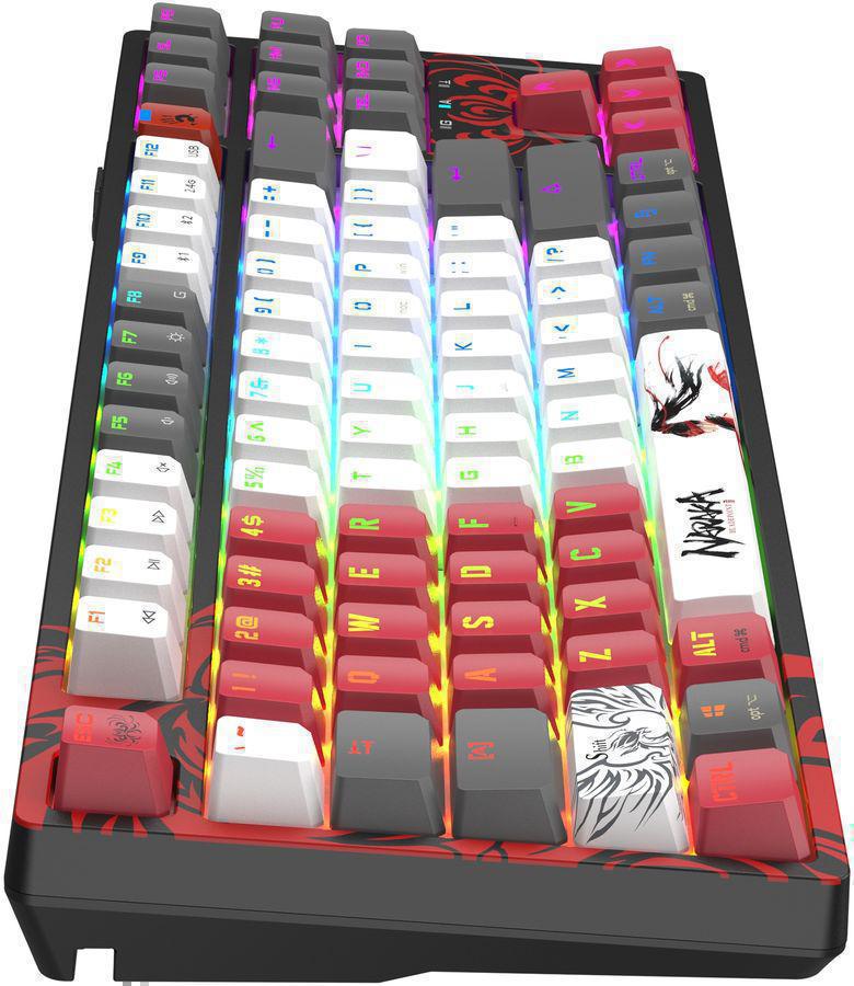 Клавиатура A4Tech WS87 механическая серый/красный USB беспроводная BT/Radio for gamer LED