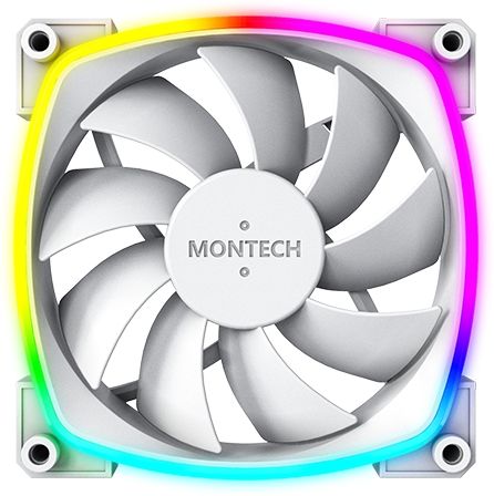 Вентилятор для корпуса Montech AX120 ARGB 120х120x25 белый 4-pin 27дБ (упак.:3шт) (AX120 PWM WHITE 3 IN 1) Ret