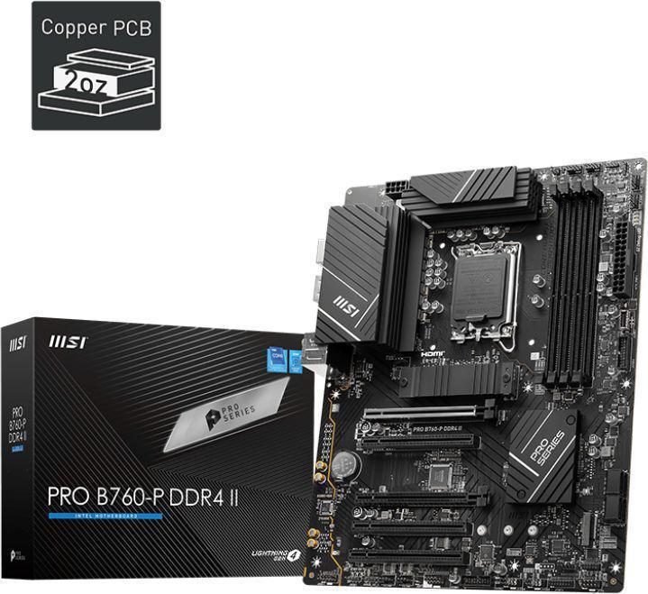 Материнская плата MSI PRO B760-P II Soc-1700 Intel B760 4xDDR5 ATX AC`97 8ch(7.1) 2.5Gg+HDMI+DP