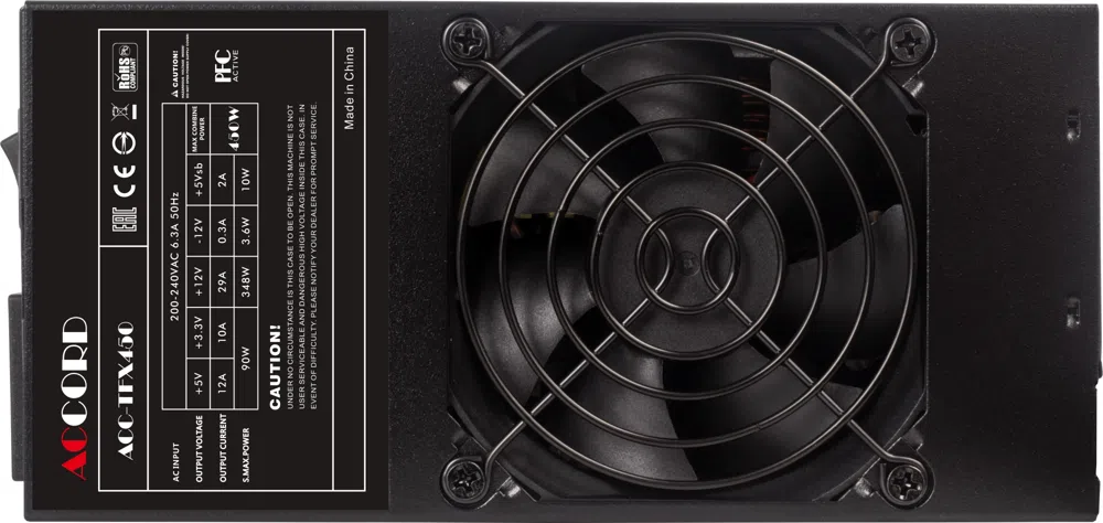 Блок питания Accord TFX 450W ACC-TFX450 (20+4pin) APFC 80mm fan 3xSATA RTL
