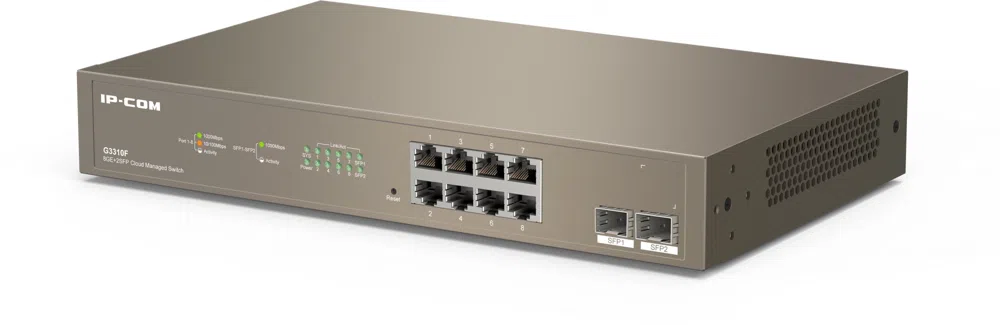 Коммутатор IP-Com G3310F (L2) 8x1Гбит/с 2xКомбо(1000BASE-T/SFP) 2SFP управляемый