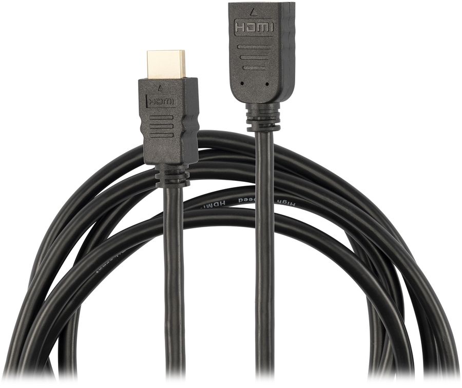 Кабель-удлинитель аудио-видео Buro HDMI (m)/HDMI (f) 1.5м. позолоч.конт. черный (BU-HDMI2.0-EXTND-1.5M)