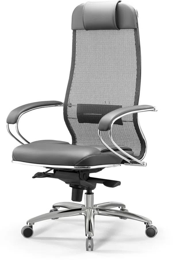 Кресло Метта SL-1.04 Infinity Easy Clean сет./экокожа с подголов. крестов. металл хром