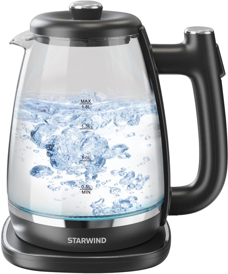 Чайник электрический Starwind SKG4041 1.8л. 1800Вт черный корпус: стекло