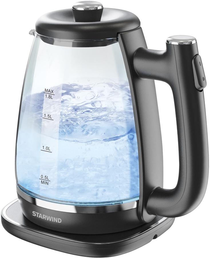 Чайник электрический Starwind SKG4041 1.8л. 1800Вт черный корпус: стекло