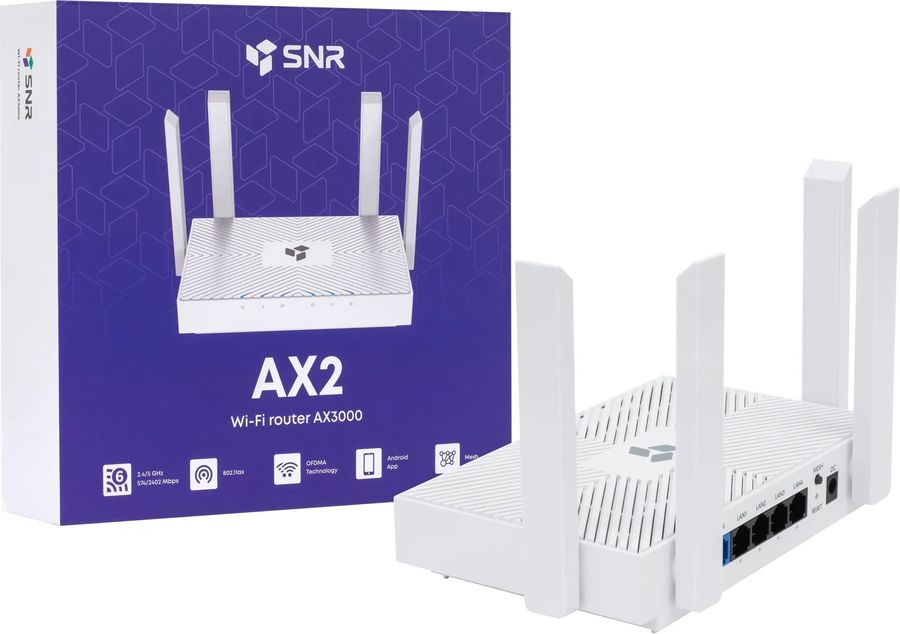 Роутер беспроводной SNR AX2 (SNR-RT622-G41) AC3000 10/100/1000 белый