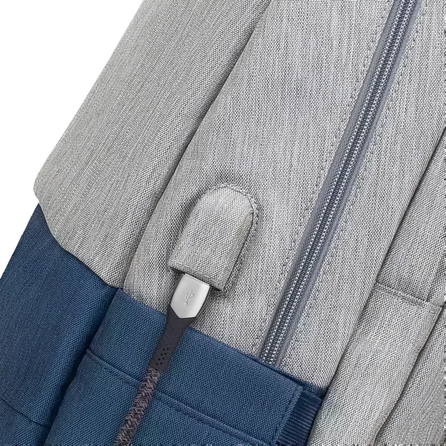 Рюкзак для ноутбука 17.3" Riva 7567 серый/темно-синий полиэстер (7567 GREY/DARK BLUE)