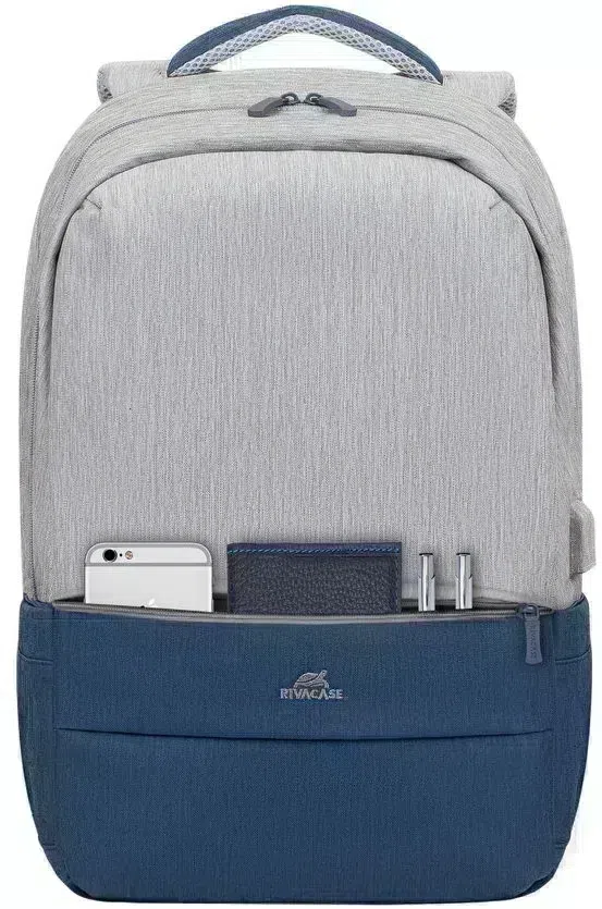 Рюкзак для ноутбука 17.3" Riva 7567 серый/темно-синий полиэстер (7567 GREY/DARK BLUE)