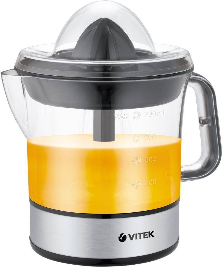 Соковыжималка цитрусовая Vitek VT-3669 25Вт рез.сок.:700мл. стальной/черный