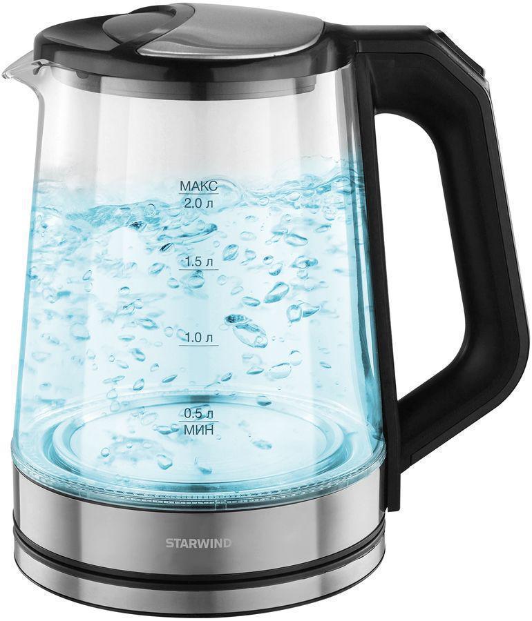 Чайник электрический Starwind SKG2112 2л. 1800Вт черный/прозрачный корпус: стекло