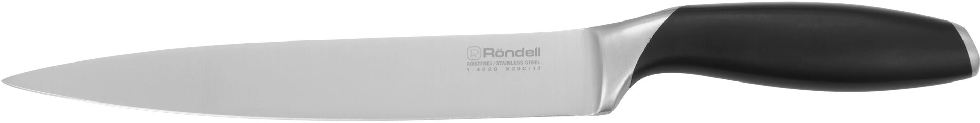 Нож кухонный Rondell Gasta RD-1865 стальной разделочный лезв.200мм прямая заточка черный блистер