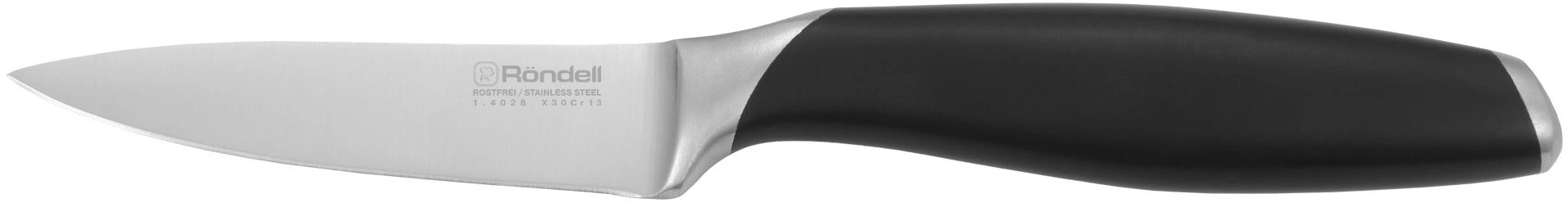 Нож кухонный Rondell Gasta RD-1868 стальной универсальный для овощей лезв.88мм прямая заточка черный блистер