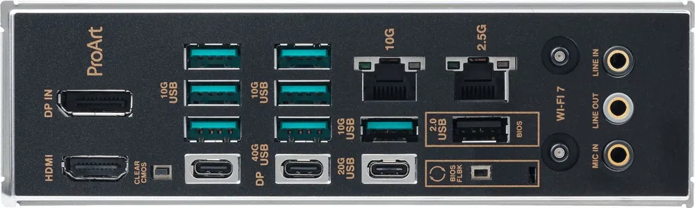 Материнская плата Asus PROART X870E-CREATOR WIFI Socket AM5 AMD X870E 4xDDR5 ATX AC`97 8ch(7.1) 1 x 10Gigabit + 1 x 2.5Gigabit RAID+HDMI+DP