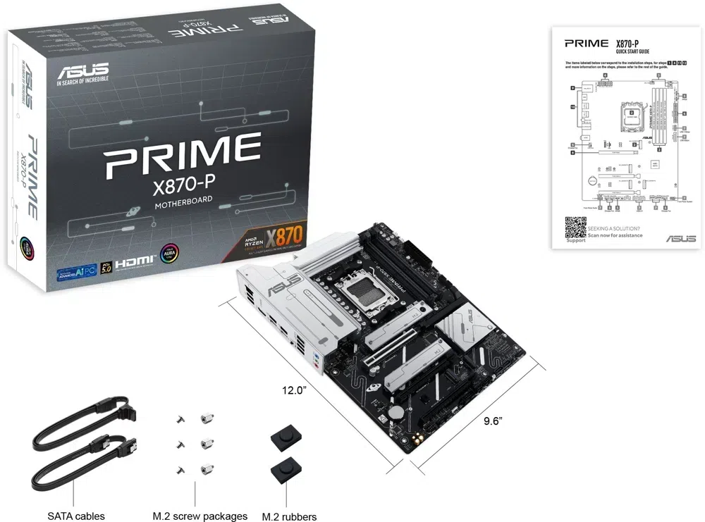 Материнская плата Asus PRIME X870-P Socket AM5 AMD X870 4xDDR5 ATX AC`97 8ch(7.1) 2.5Gg RAID+HDMI