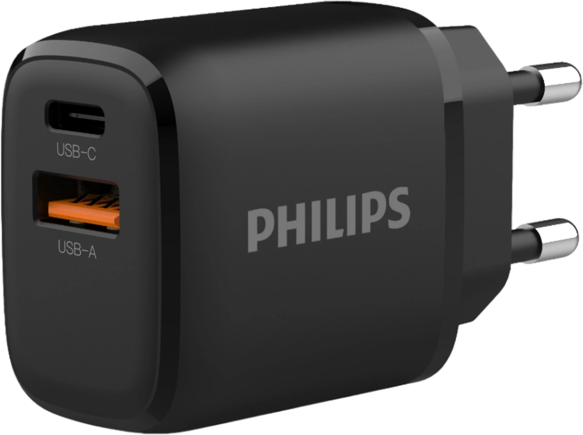 Сетевое зар./устр. Philips DLP4327 25W 1.5A (PD) USB/USB Type-C универсальное черный (DLP4327CB/70)