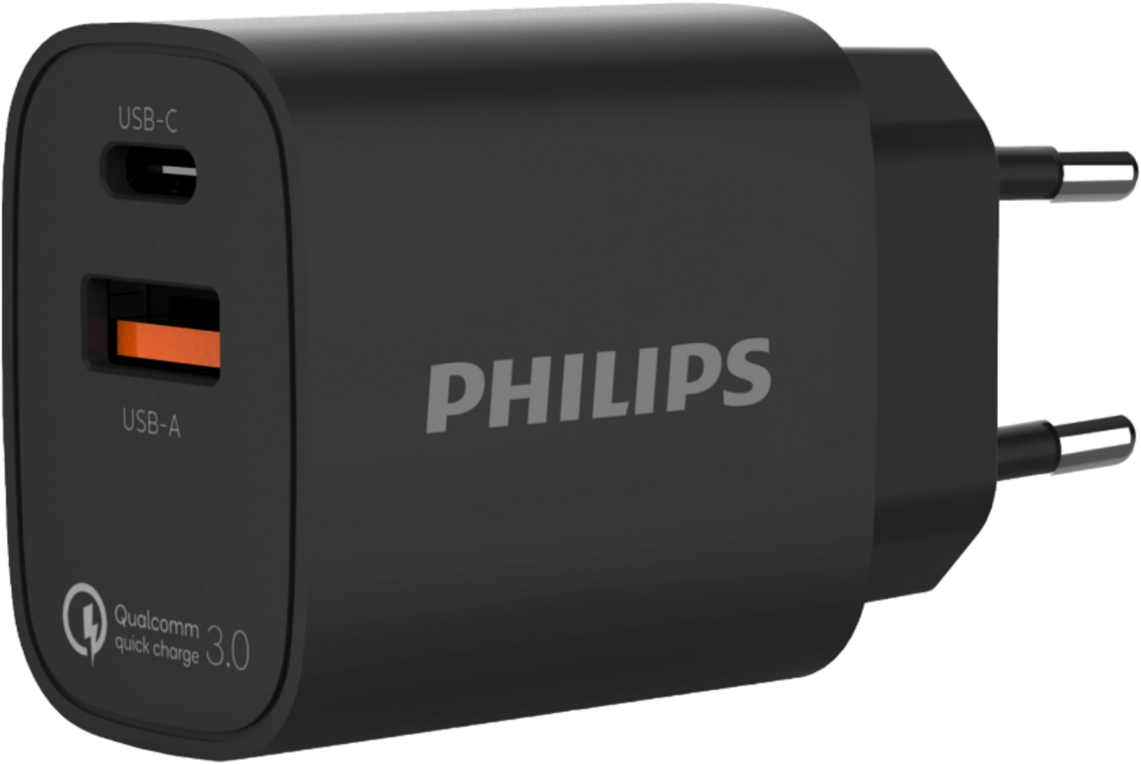 Сетевое зар./устр. Philips DLP4317 20W 1.5A+1.37A (PD) USB/USB Type-C универсальное черный (DLP4317CB/70)