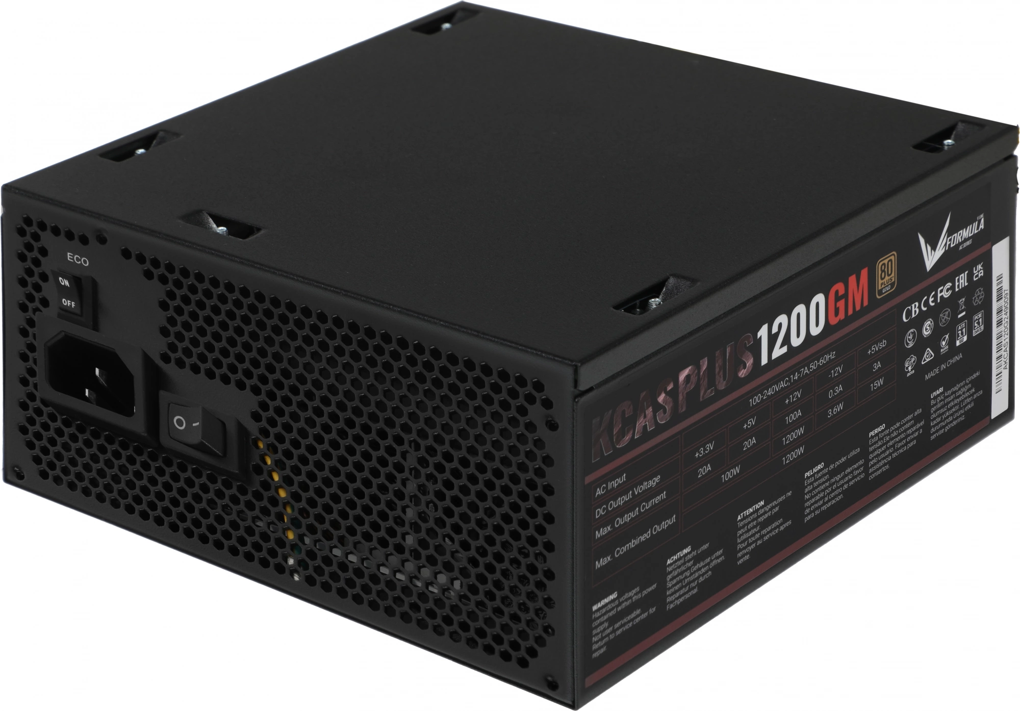 Блок питания Formula ATX 1200W AC KCAS PLUS 1200GM V2 (20+4pin) APFC 140mm fan 10xSATA Cab Manag RTL