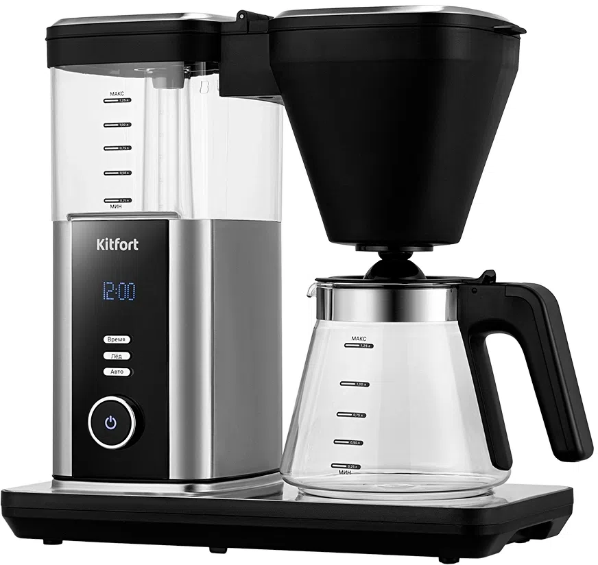 Кофеварка капельная Kitfort КТ-7213 1550Вт нержавеющая сталь/черный