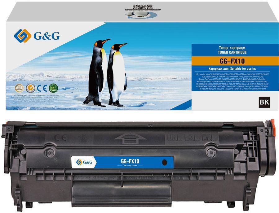 Картридж лазерный G&G GG-FX10 Q2612A/FX9/FX10 черный (2000стр.) для HP LJ 1010/1012/1015/1018/1020/1022/1022n/1022nw/3015/3020/3030/3050/3052/3055/M1005 MFP/M1300 MFP/1319f MFP