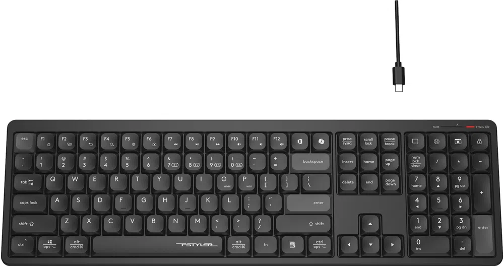Клавиатура A4Tech Fstyler FBX55C черный USB беспроводная BT/Radio slim Multimedia (FBX55C)
